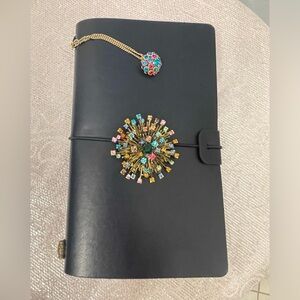 Dark Blue  Journal with Colorful Vintage Bits